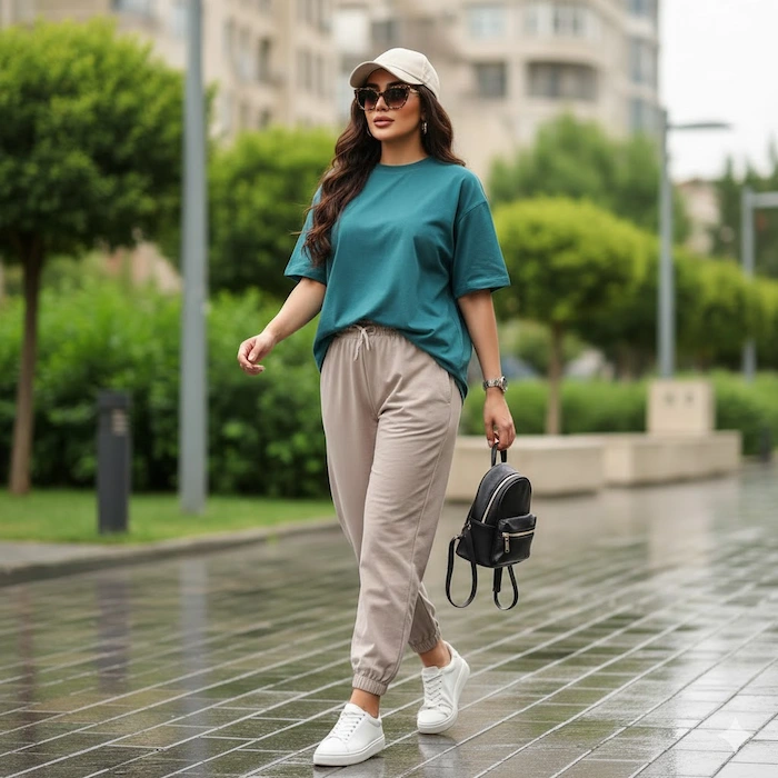 تیشرت و کلاه 41564 - 7 ایده خاص برای استایل کردن تیشرت اورسایز
