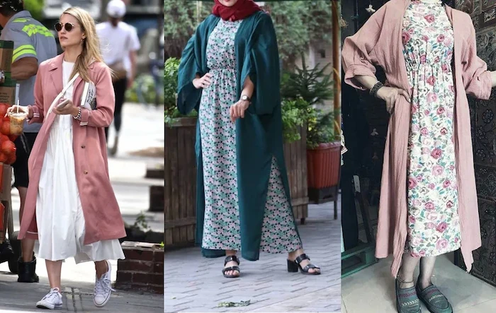 استایل پیرهان زنانه با مانتو56 - با پیراهن ساحلی چه کفش و لباسی بپوشیم؟