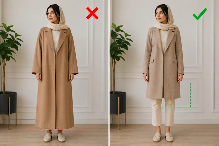 قد مناسب مانتو 54964415365 - اشتباهات رایج استایل مانتو | نکاتی که هر خانمی باید بداند!