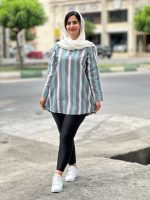مانتو راه راه جلو دکمه