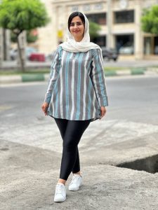 مانتو راه راه جلو دکمه