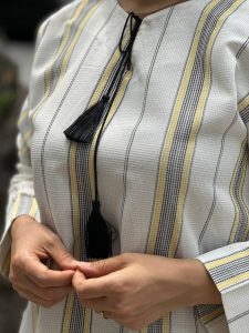 مانتو راه راه منگوله دار