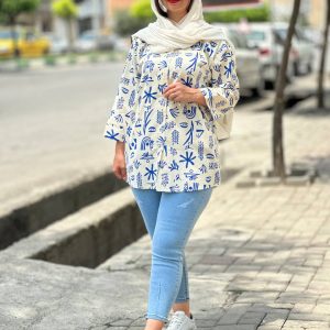 مانتو لینن طرح هندسی 09