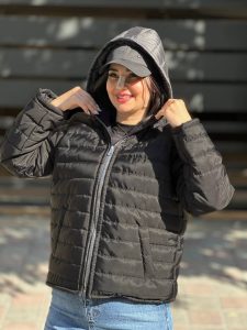کاپشن کلاهدار مشکی ۶۳۷
